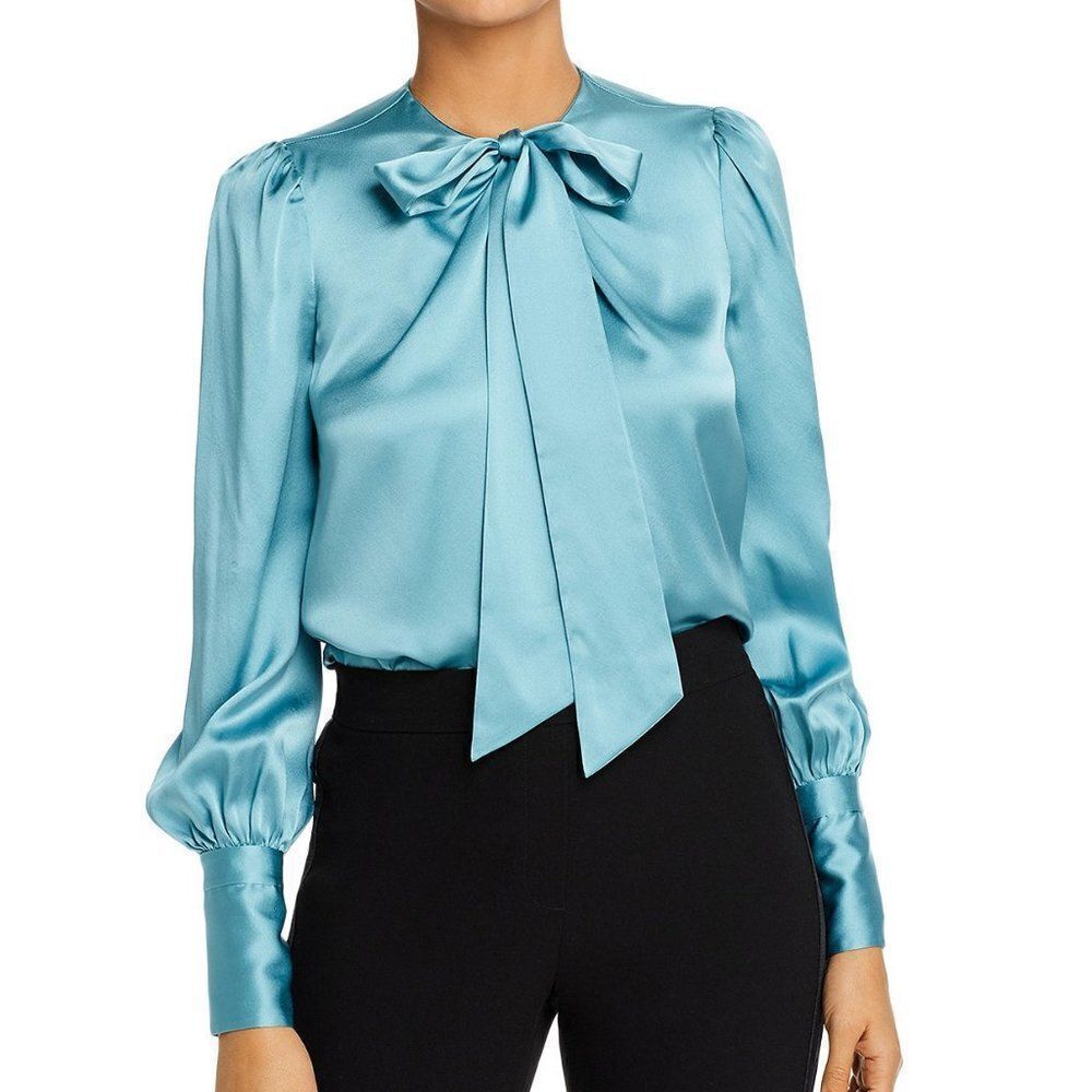 Elie Tahari Bali Silk Tie-Front Blouse - New
